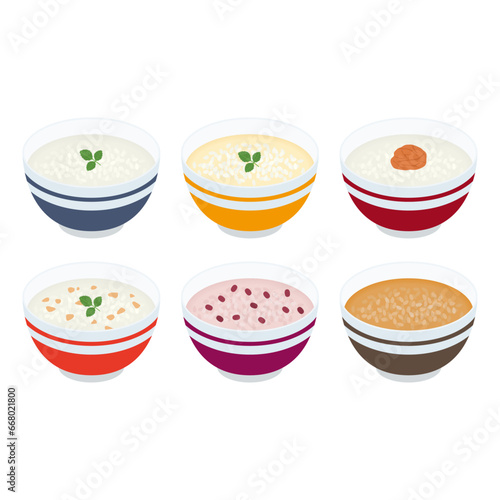 おかゆのイラストセット