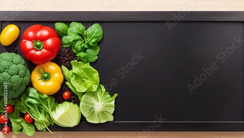 vegetables on blackboard