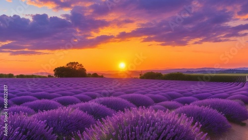 lavender field at sunset