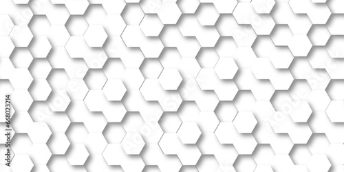 Fototapeta Naklejka Na Ścianę i Meble -  Seamless pattern with hexagons. Abstract background with hexagon and white Hexagonal Background. Luxury White Pattern. Vector Illustration. 3D Futuristic abstract honeycomb mosaic white background. 