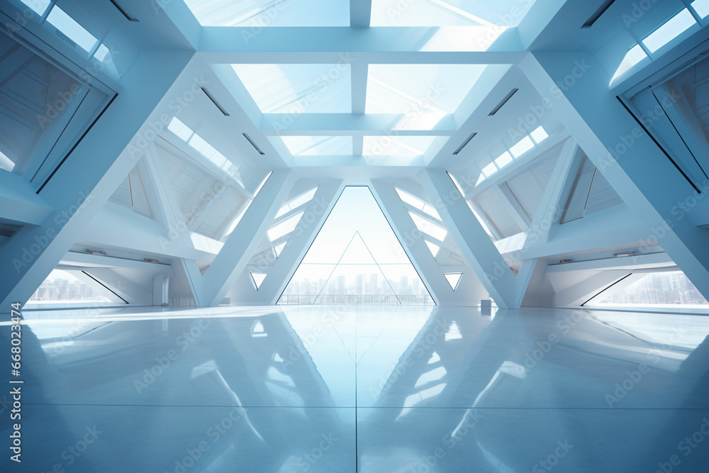 a futuristic white room with a large floor a futuristic white room with a large floor