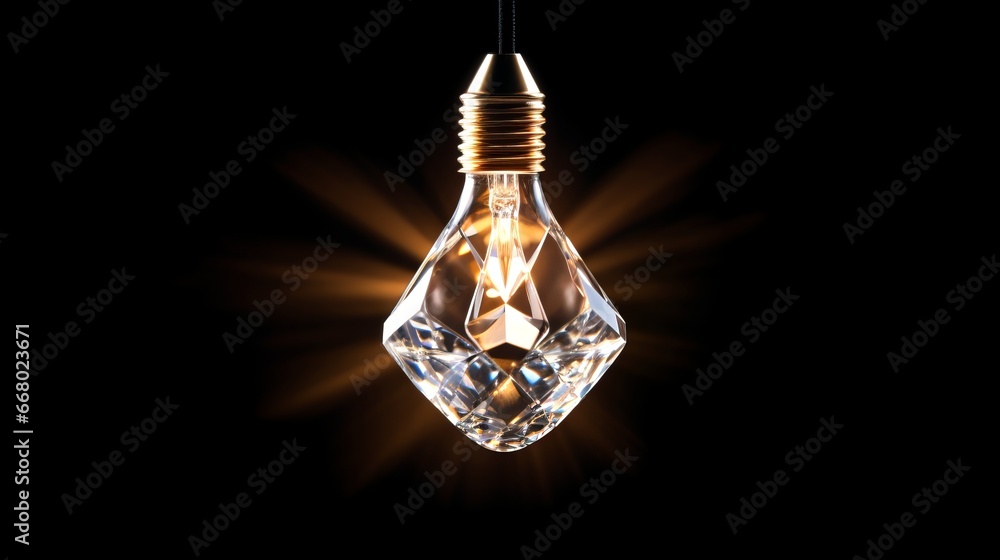 Light bulb in the shape of a diamond. Concept of a brilliant idea.