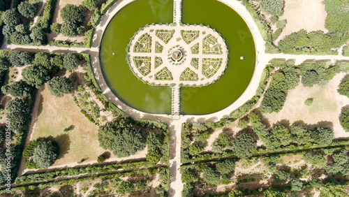 Florence, Italy. Palazzo Pitti - Royal Palace of the Renaissance. Boboli Gardens (Giardino di Boboli) - Classical garden of the 16th - 17th centuries. Summer, Aerial View photo