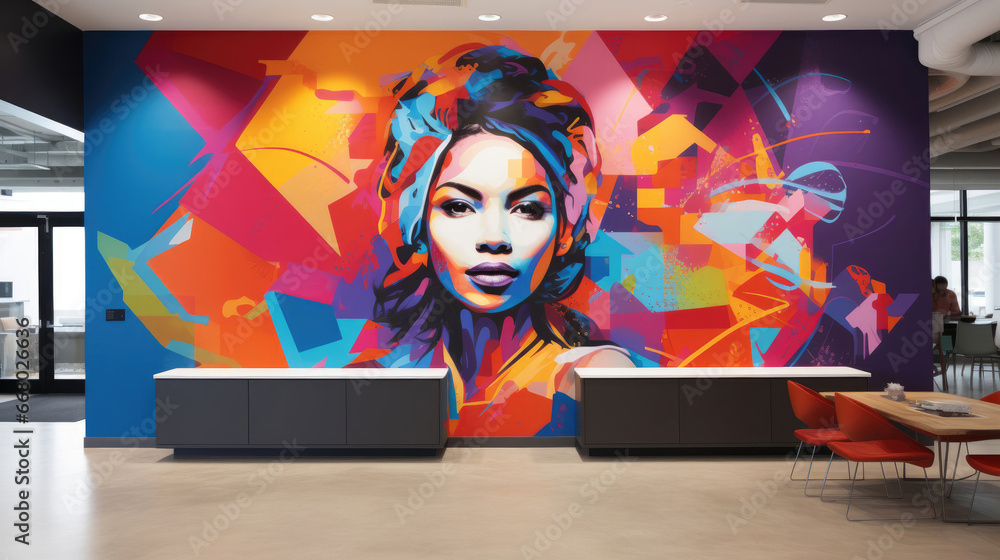 Employees create a vibrant mural celebrating diversity and unity.