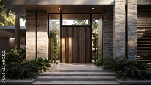 The entrance of the new luxurious house