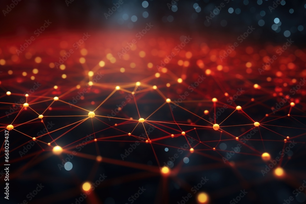 Obraz premium The red lines of the network form a futuristic background