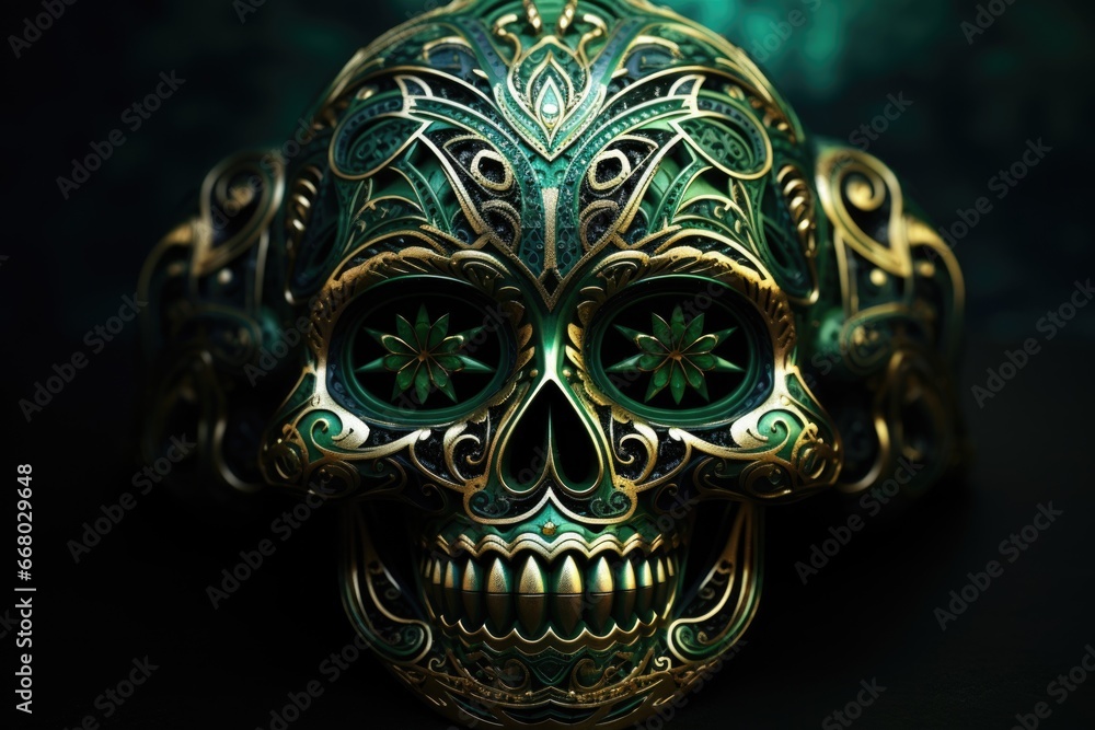 Obraz premium Mexican green skull design