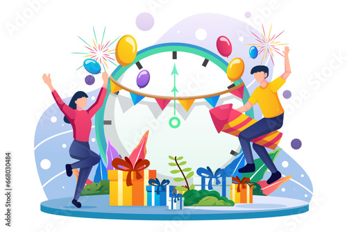 Celebrating new year's eve Illustration