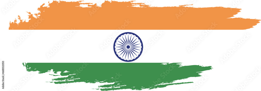 India flag on brush paint stroke.