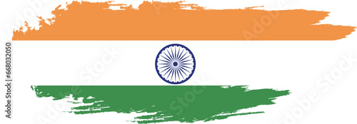 Obraz na płótnie India flag on brush paint stroke. w salonie