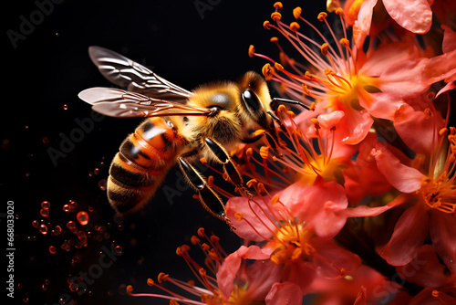 Bee collecting nectar from flower © HillTract