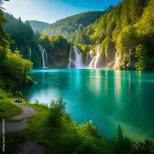waterfall in plitvice lakes country