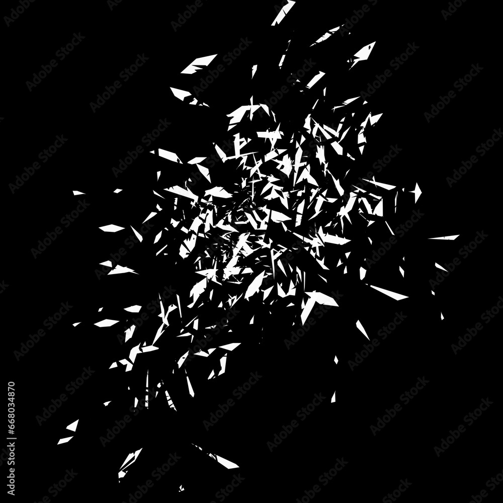 Pieces of destructed Shattered glass. Royalty highquality free stock photo image broken glass