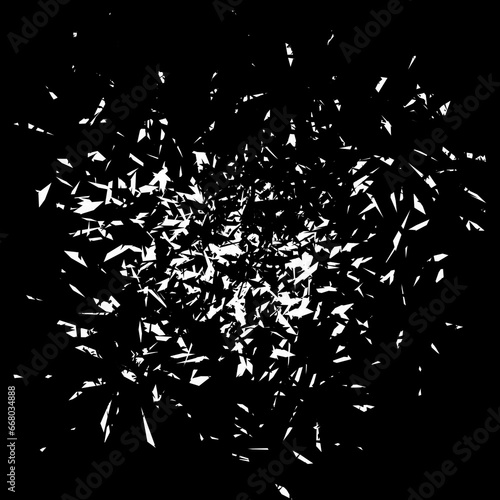 Pieces of destructed Shattered glass. Royalty high-quality free stock photo image broken glass with sharp pieces. Break glass white and black overlay grunge texture abstract on black background photo