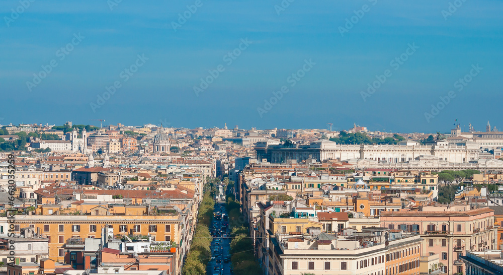 Aerial view of Vatican City from Museum window, Rome