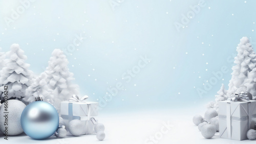 christmas background light blue with copy space, xmas celebration background © rafliand