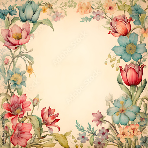 Beautiful vintage vine flower watercolor empty greeting card template  illustration empty background