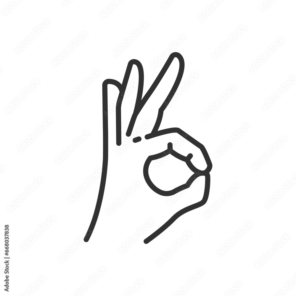 Obraz premium Gesture okay, linear icon. Line with editable stroke