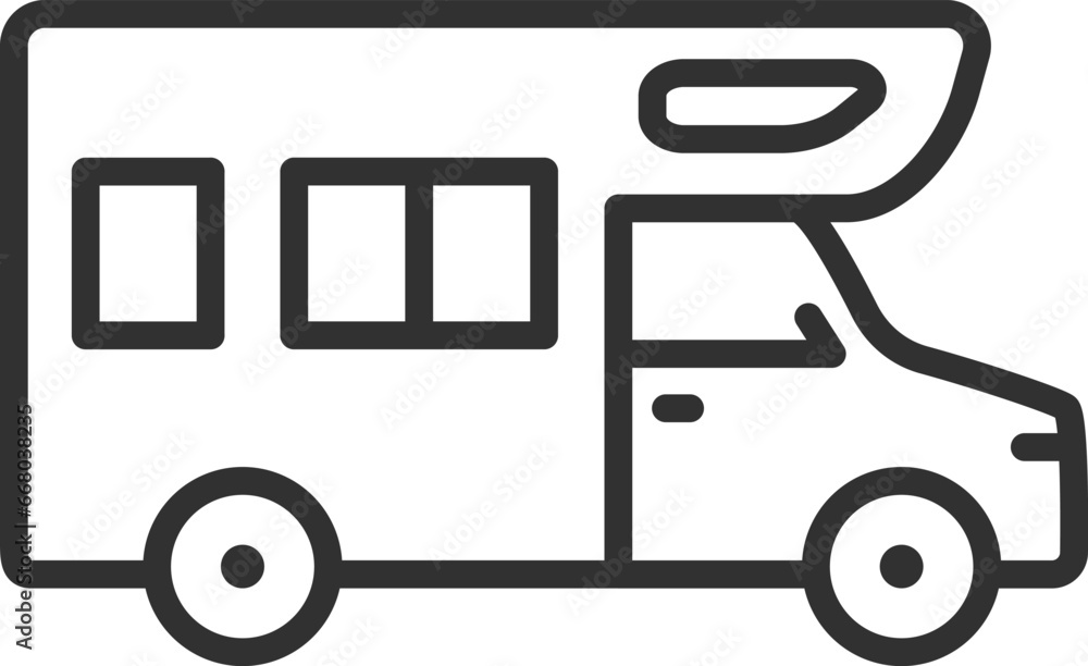 Motor home, linear icon. Line with editable stroke Motor home, linear icon. Line with editable stroke