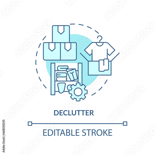 2D editable declutter icon representing moving service, monochromatic isolated vector, blue thin line illustration.