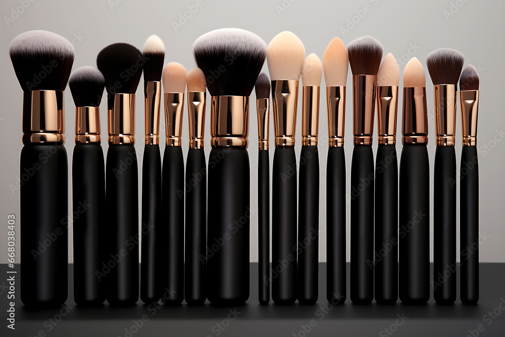 A collection of high-quality, professional makeup brushes A collection of high-quality, professional makeup brushes