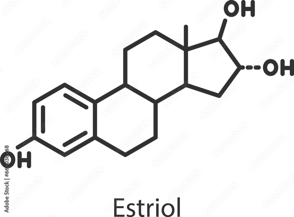 Estriol hormone. Line with editable stroke Estriol hormone. Line with editable stroke