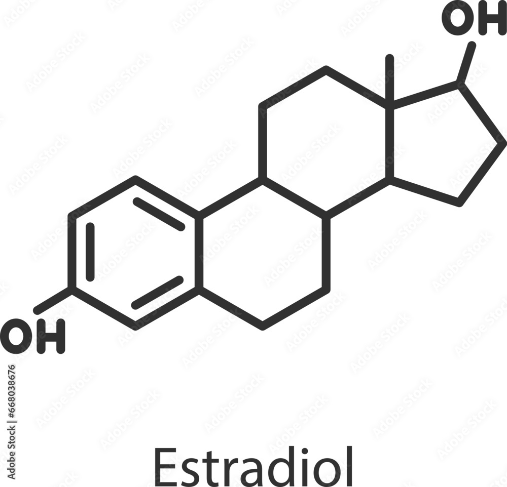 Estradiol hormone. Line with editable stroke Estradiol hormone. Line with editable stroke