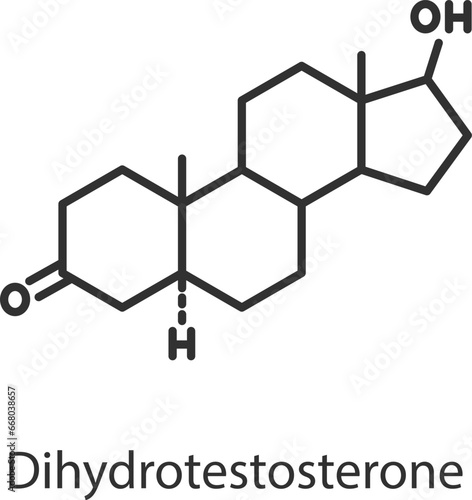 Dihydrotestosterone hormone. Line with editable stroke