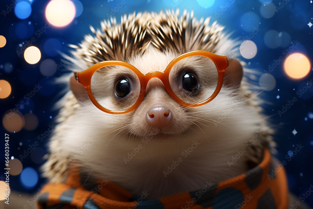 a cute hedgehog wearing glasses