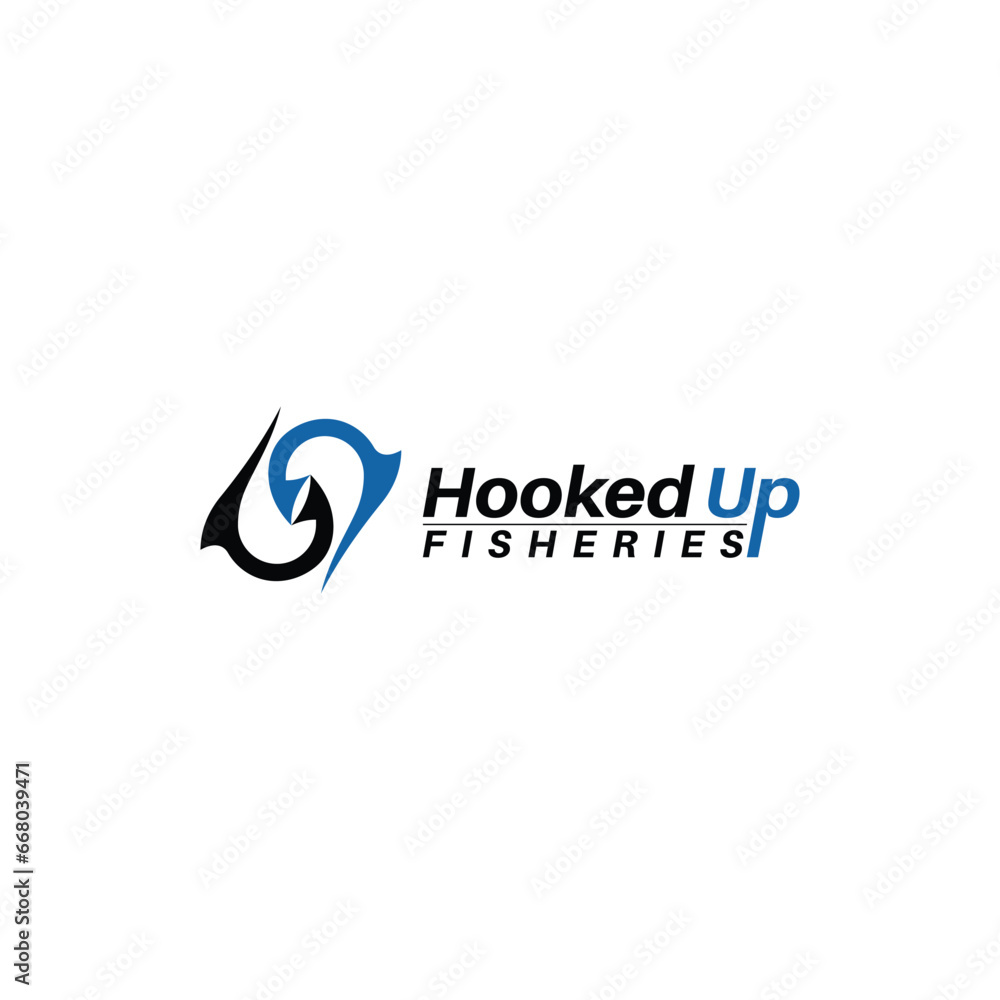 Hooked Up Fisheries Logo Design For Fishing Business Hooked Up Fisheries Logo Design For Fishing Business