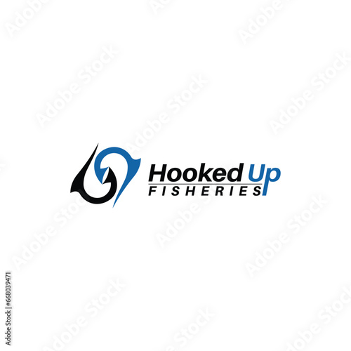 Hooked Up Fisheries Logo Design For Fishing Business 