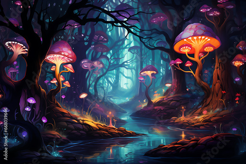 A mystical abstract forest background