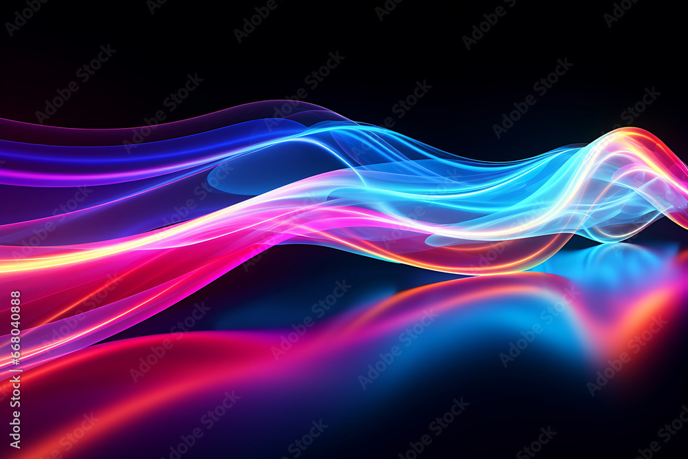 Neon light lines flow abstract background Neon light lines flow abstract background