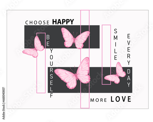 butterfly design and slogan vector art