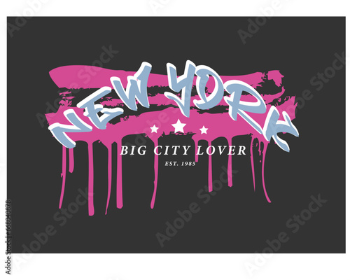 newyork city slogan with grunge style brush vector