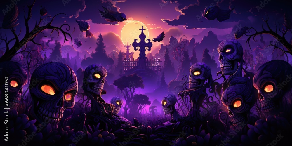 Day of the Dead Background, Halloween Dia De Los Muertos, Mexican Sugar Skulls. Generative Ai Day of the Dead Background, Halloween Dia De Los Muertos, Mexican Sugar Skulls. Generative Ai