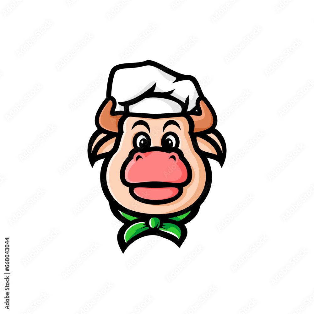 cartoon cow wearing a chef's hat cartoon cow wearing a chef's hat