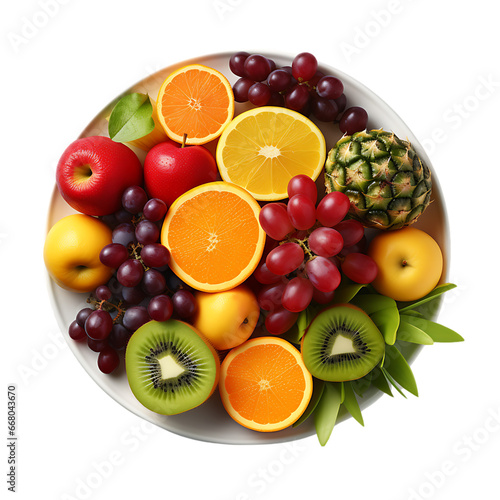 Top View of a Tropical Plate Isolated on Transparent or White Background  PNG