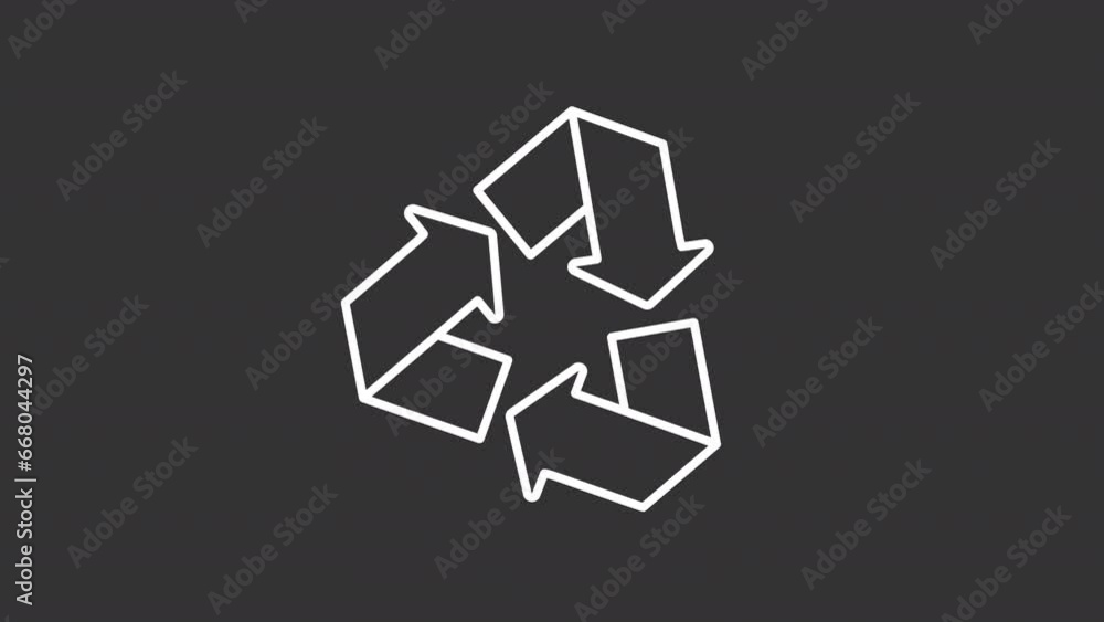 2D white simple thin line animation of recycling icon, HD video with transparent background, seamless loop 4K video representing clothing alteration. 2D white simple thin line animation of recycling icon, HD video with transparent background, seamless loop 4K video representing clothing alteration.