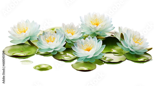 Lily pads floating on a pond Isolated on Transparent or White Background, PNG