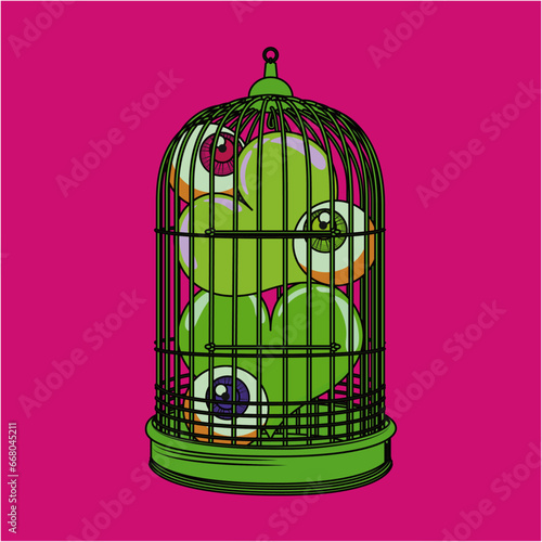 カラフル鳥かご（colorful  birdcage）(ai)