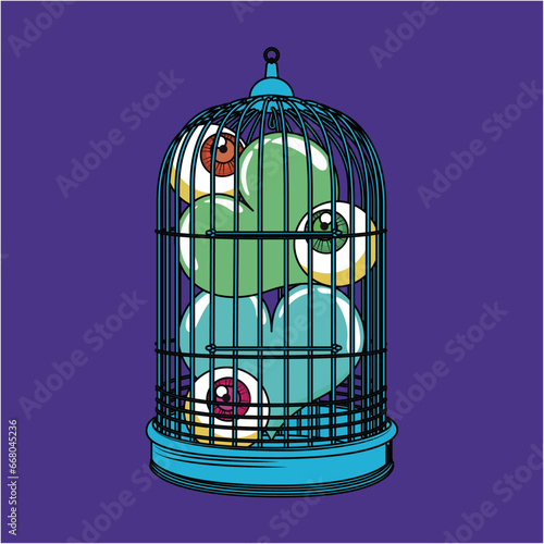 カラフル鳥かご（colorful  birdcage）(ai)
