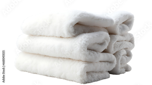Stack of White Towels on Transparent Background Isolated on Transparent or White Background, PNG
