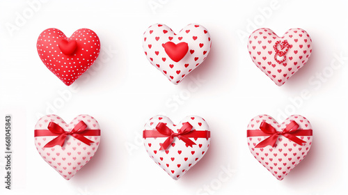 A set of gift boxes heart form for valentines day, holiday presents isolated on white