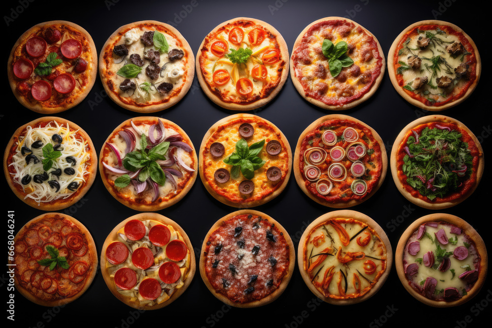 Set of different kind of pizza flatley