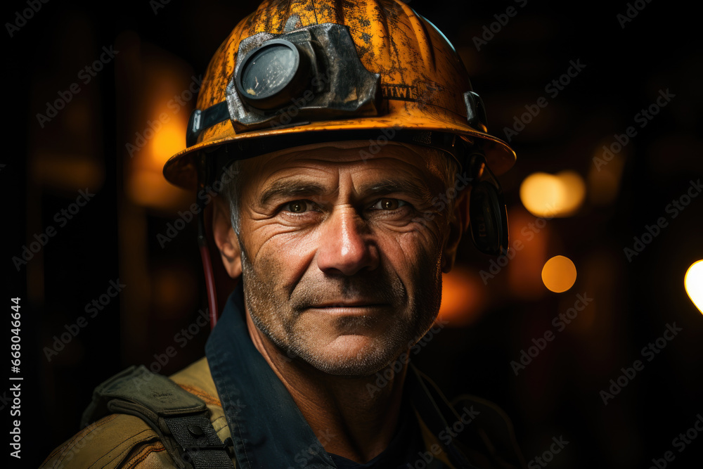Portrait of a miner with equipment Portrait of a miner with equipment