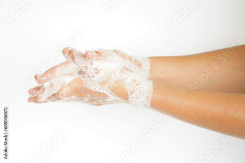 wash hands isolated on white background