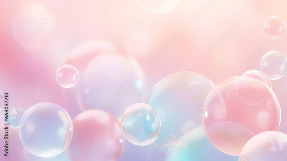 Background pastel gradient with sphere of balls. Generative Ai.	
