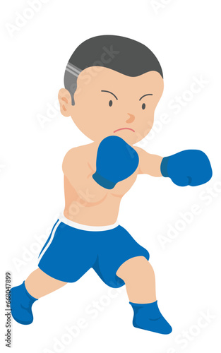 左ジャブを打つ男子ボクサー