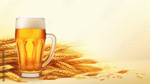 illustration of Malt barley rice and craft beer glass
